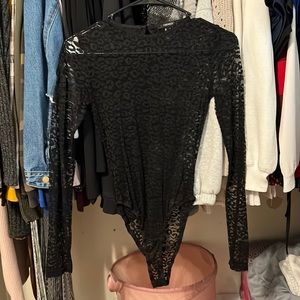 Forever21 Sheer leopard bodysuit